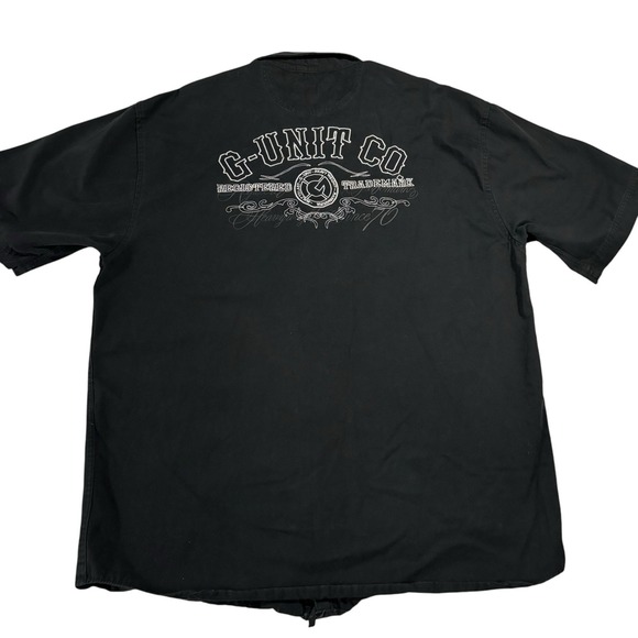 G-Unit Heavy Weight Short Sleeve Button Down Shirt Men's Size XL Black Vintage - Picture 1 of 7